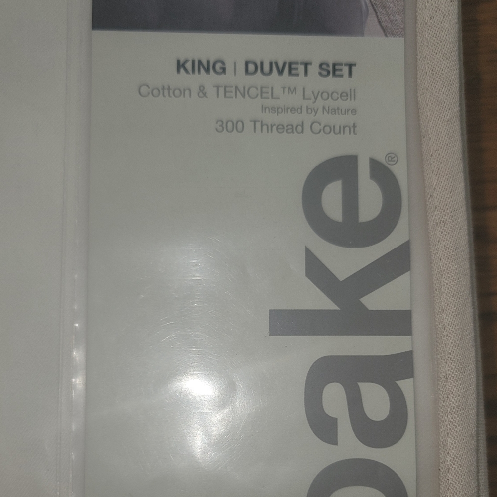 NWT Oake Ivory Off White King Duvet Cotton Tencel 300 Thread Set